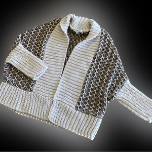 Simply Noelle-Warm and cozy, Cream and Tan Sweater Shrug